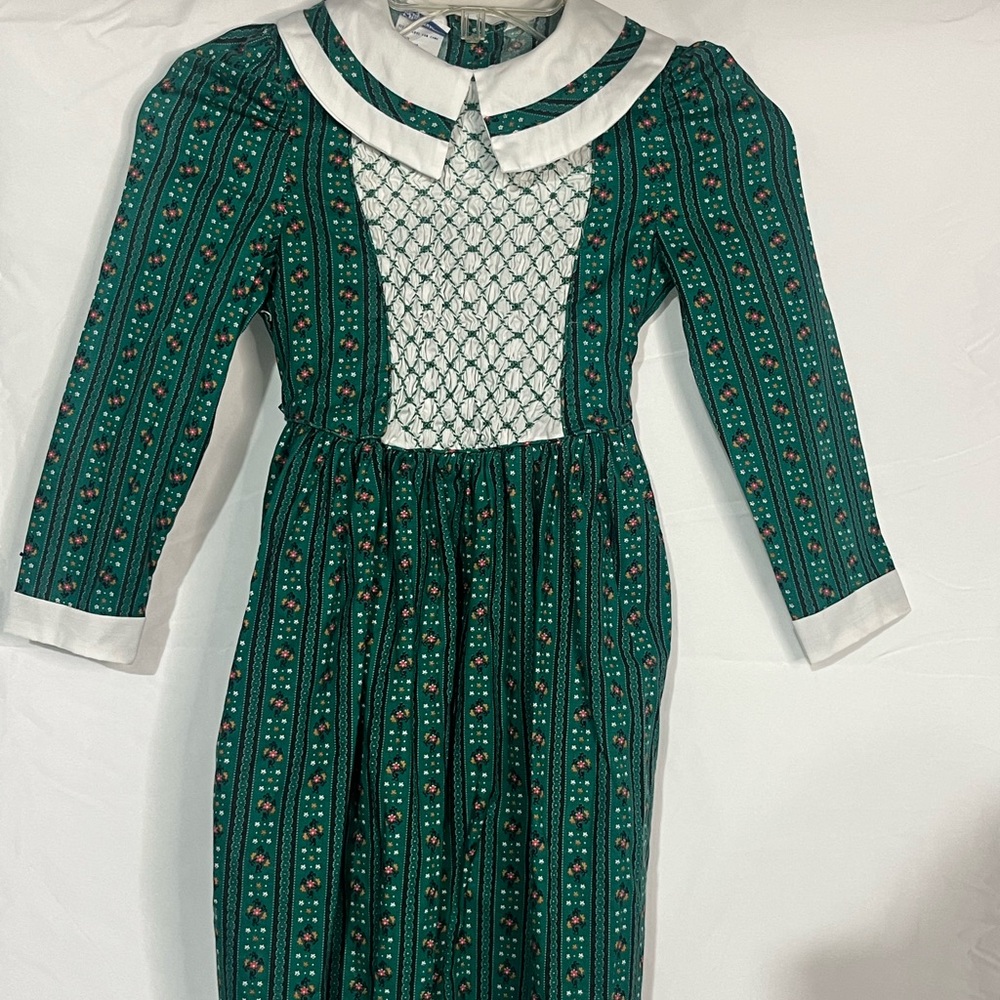 Charming Green Polly Flinders Dress with White Accents